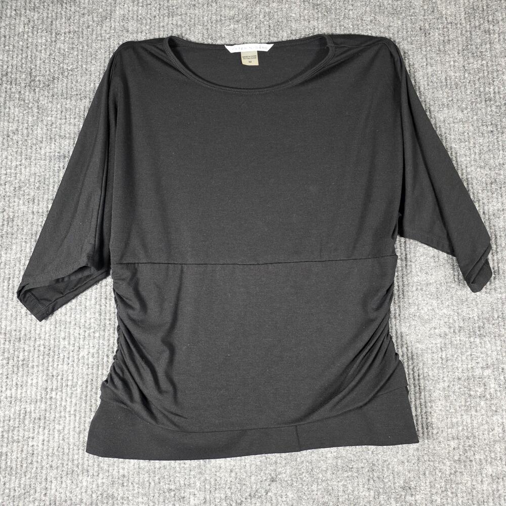 Peter Nygard Black Ruched Dolman Sleeve Top Womens Medium Stretch